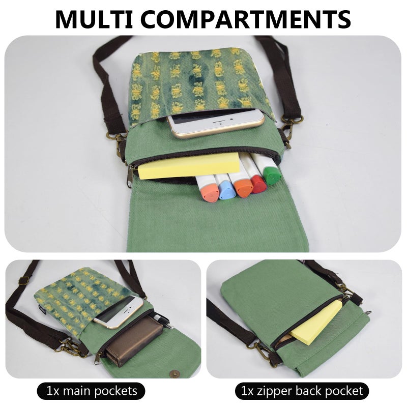 WITERY Small Canvas Crossbody Bags for Women Cute Cloth Purse Cellphone Crossbody Purse with Adjustable Shoulder Strap Mini Travel Shoulder Bag Phone Pouch Wristlet Wallet for Teen Girls - Image 4